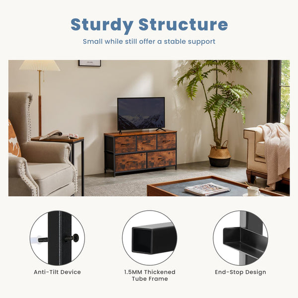 RIMIKING Space-Saving 5-Drawer Storage Dresser