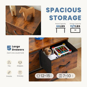 RIMIKING Space-Saving 5-Drawer Storage Dresser